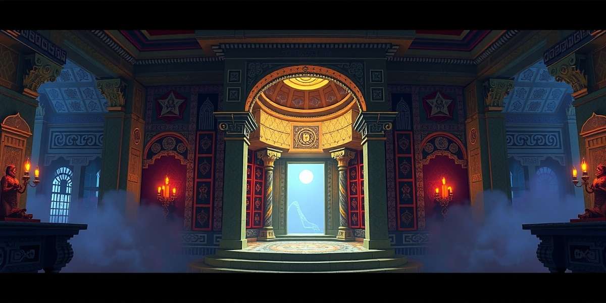 Sacred Sanctum Quest - Embark on a Divine Journey Sacred Sanctum Quest main entrance to an ancient temple with intricate carvings and spiritual ambiance